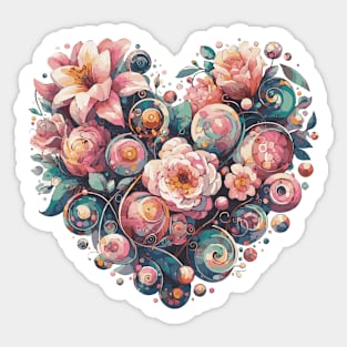 Flowers in a Heart for Mom Sticker